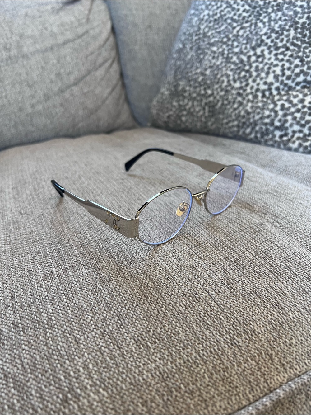 Celine Silver Triomphe Metal Oval Eyeglasses - Picture 1 of 12